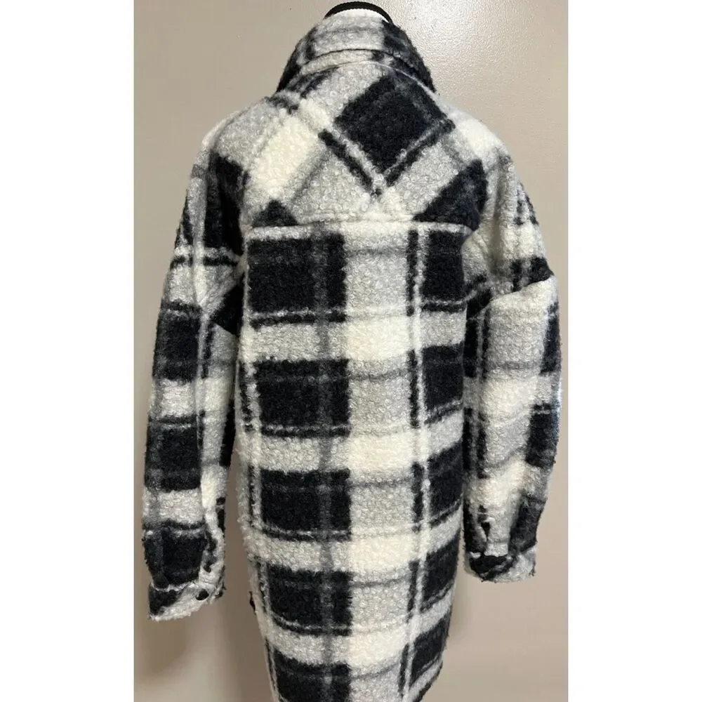 RD Style Black and White Checked Boucle Shacket. Size M.